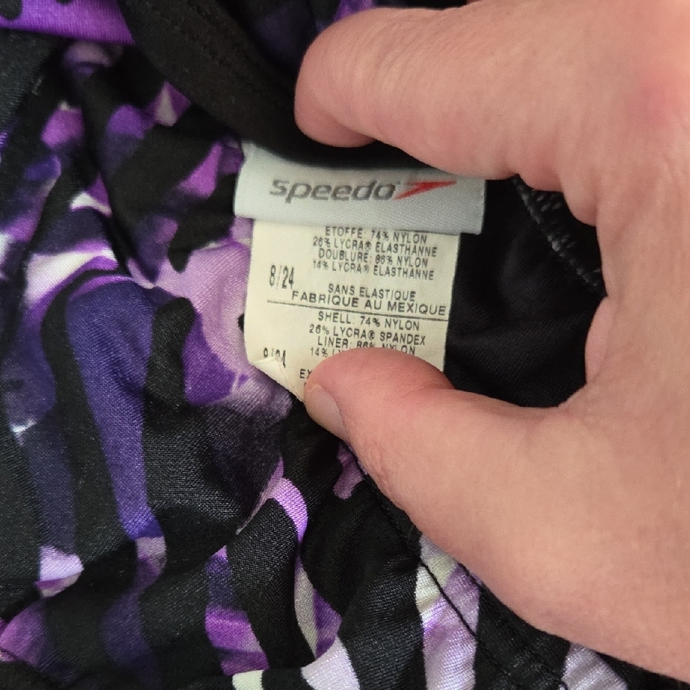 Speedo Black and Purple Patterned Swimwear - Picture 2 of 9